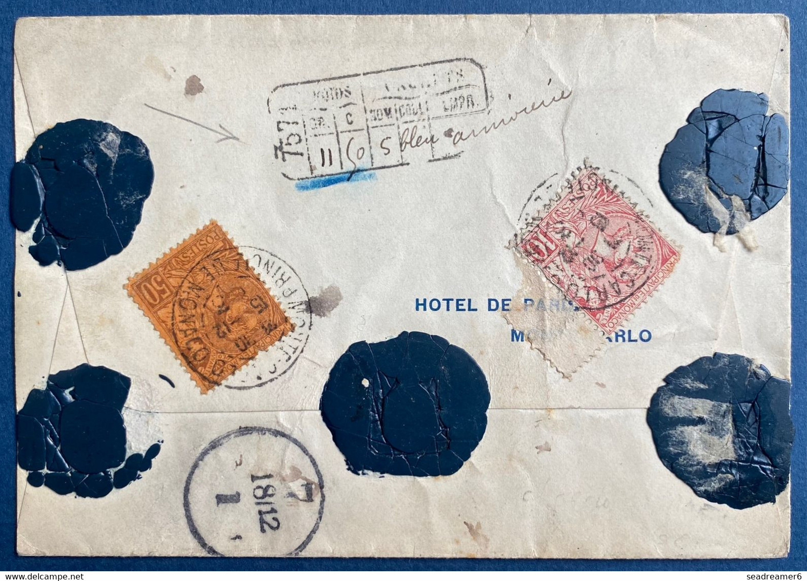 MONACO Lettre De L'Hotel De Paris En VD Chargée à 125 FR Avec N°19 & 23 Obl De Monte-Carlo Pour BERLIN TTB - Storia Postale