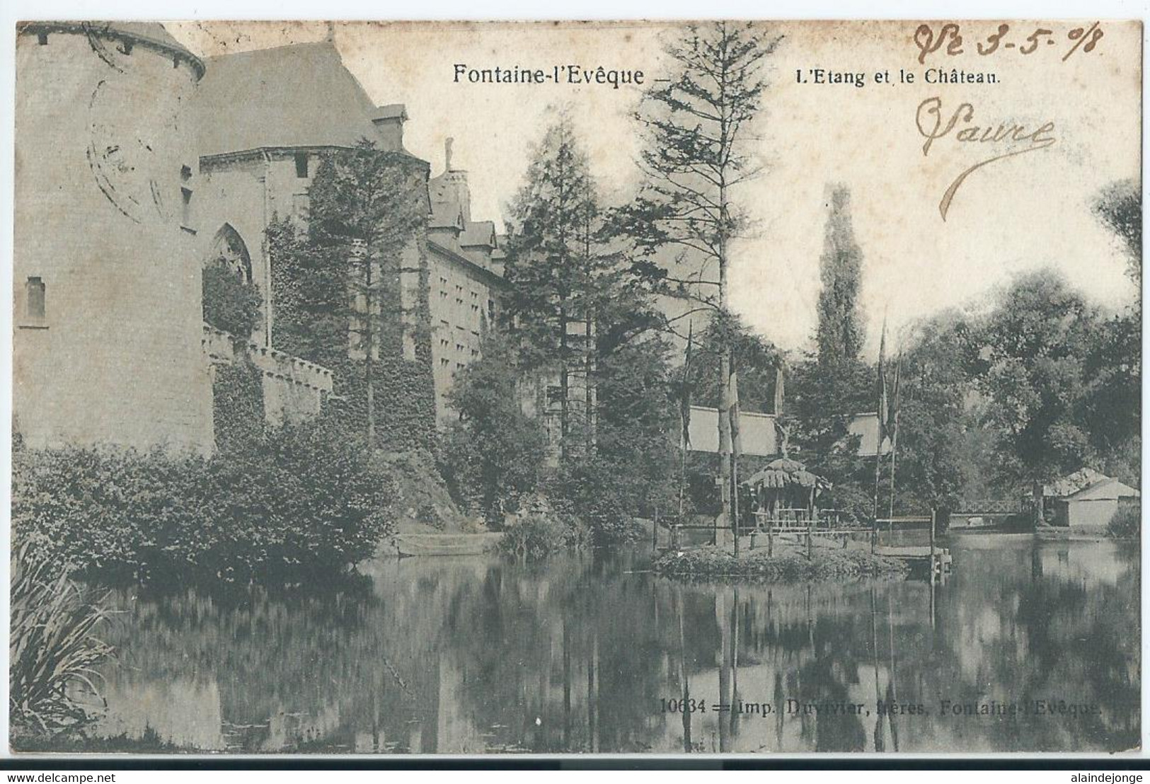 Fontaine-l'Evêque - L'Etang Et Le Château - 1908 - Fontaine-l'Evêque