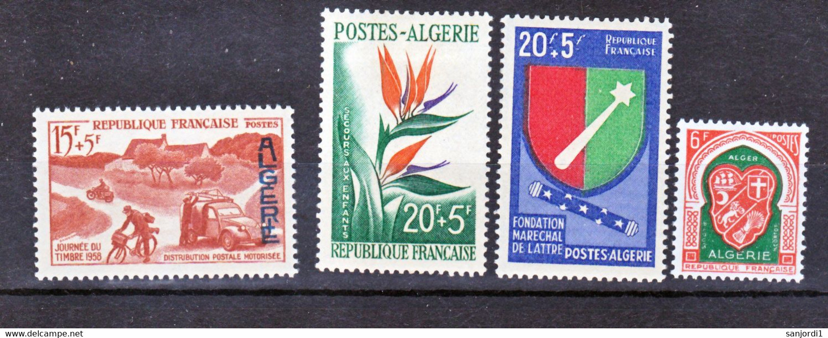 Algérie 350/353  1958 Neuf Avec Trace De Charnière* TB Mh Con Charnela Cote 55.5 - Komplette Jahrgänge