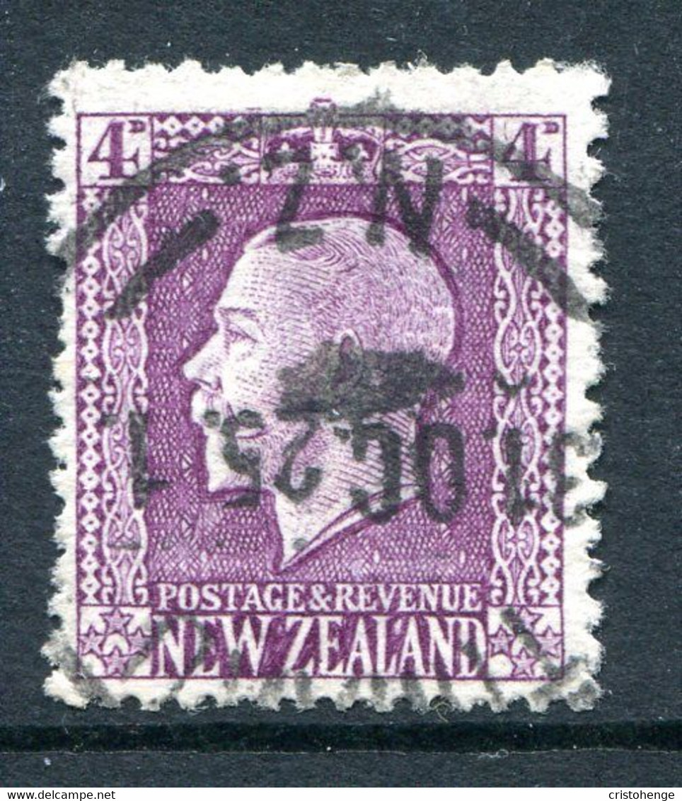 New Zealand 1915-30 KGV - Recess - P.14 X 13½ - 4d Bright Violet - Pl. 20 R1/6 Re-entry - Used (SG 422b) - Gebruikt