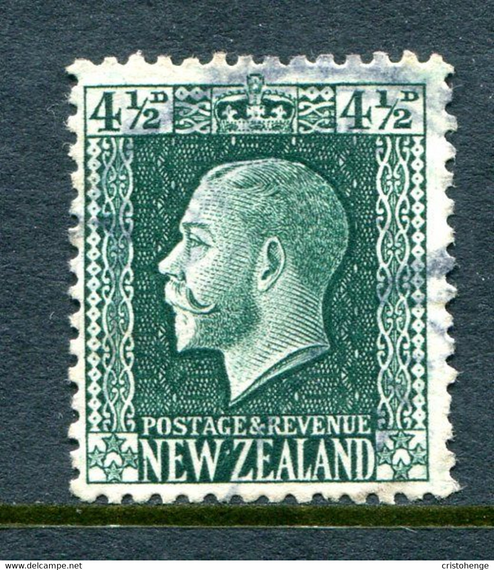 New Zealand 1915-30 KGV - Recess - P.14 X 13½ - 4½d Deep Green Used (SG 423) - Used Stamps