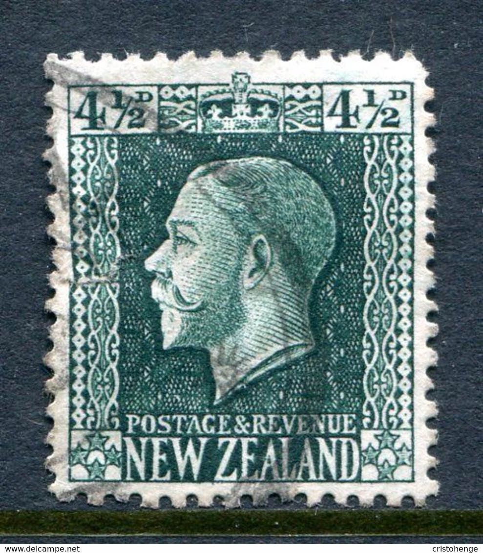 New Zealand 1915-30 KGV - Recess - P.14 X 14½ - 4½d Deep Green Used (SG 423a) - Usati