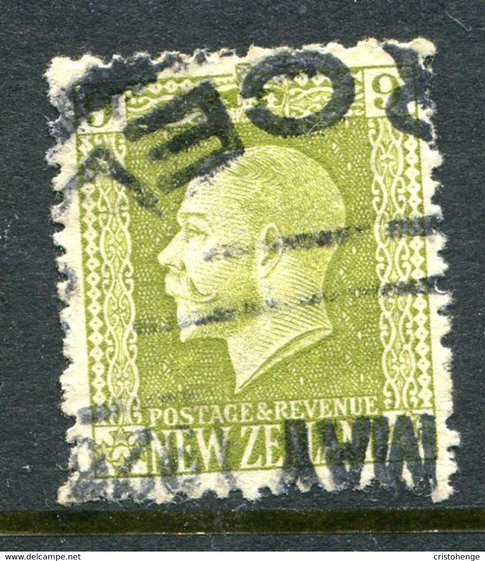 New Zealand 1915-30 KGV - Recess - P.14 X 13½ - 9d Yellowis-olive Used (SG 429c) - Gebruikt