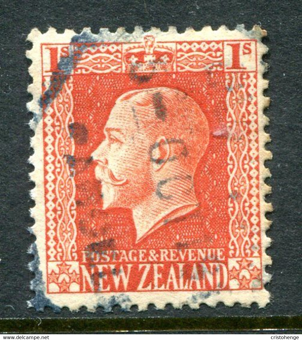 New Zealand 1915-30 KGV - Recess - P.14 X 13½ - 1/- Vermilion Used (SG 430) - Used Stamps