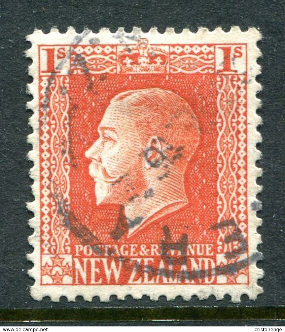 New Zealand 1915-30 KGV - Recess - P.14 X 13½ - 1/- Vermilion Used (SG 430) - Used Stamps