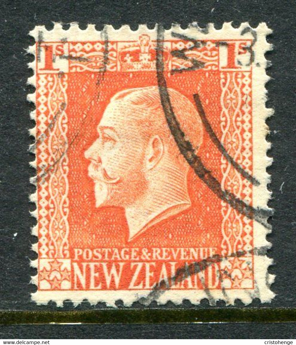 New Zealand 1915-30 KGV - Recess - P.14 X 14½ - 1/- Vermilion Used (SG 430c) - Gebruikt