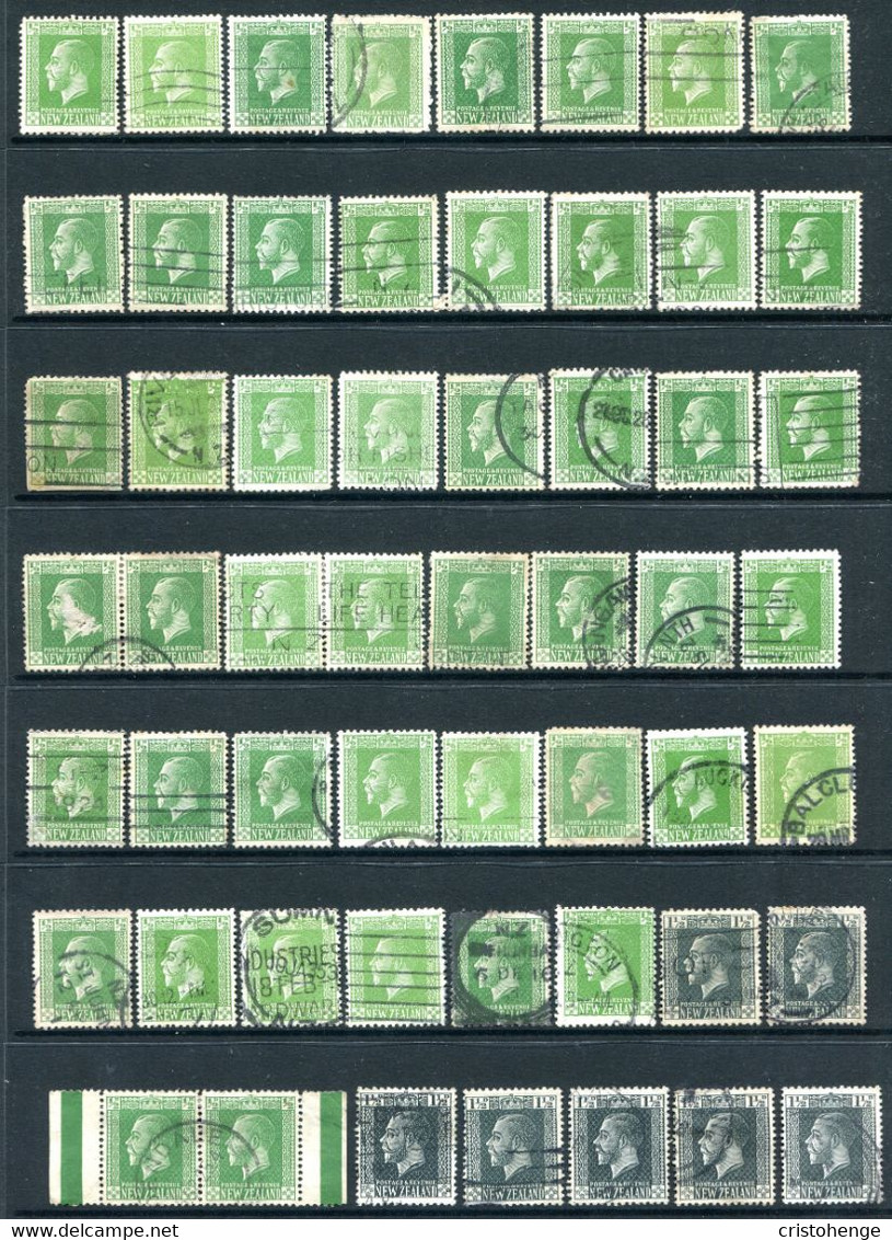 New Zealand 1915-33 KGV - Surface Printed Collection - Various Printings, Perfs. & Shades Used (SG 435-451) - Used Stamps