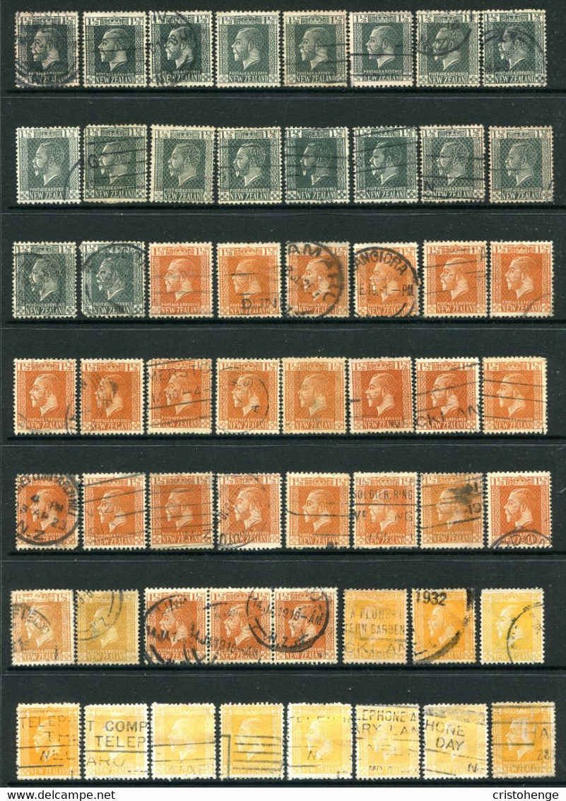 New Zealand 1915-33 KGV - Surface Printed Collection - Various Printings, Perfs. & Shades Used (SG 435-451) - Usati