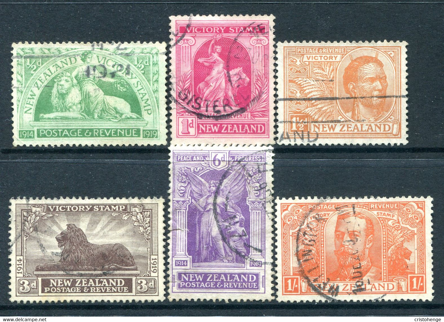 New Zealand 1920 Victory Set Used (SG 453-458) - Used Stamps