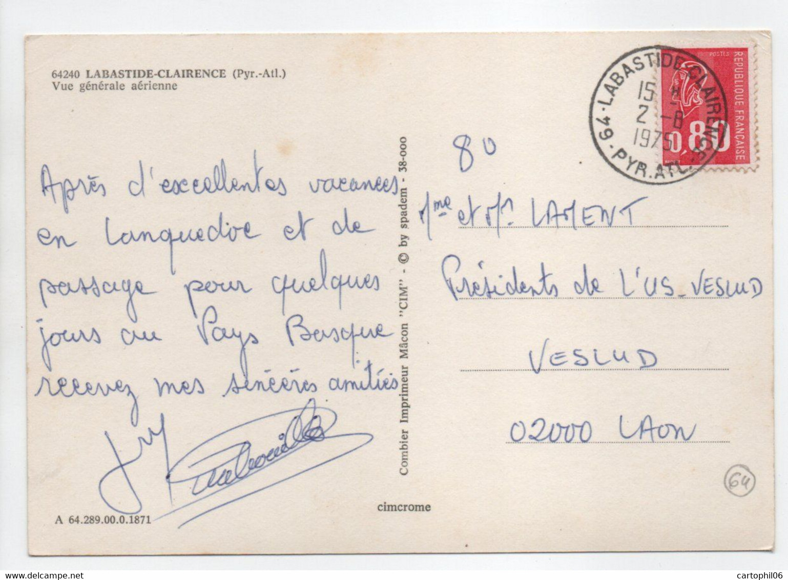 - CPM LABASTIDE-CLAIRENCE (64) - Vue Générale Aérienne 1975 - Photo CIM 1871 - - Autres & Non Classés