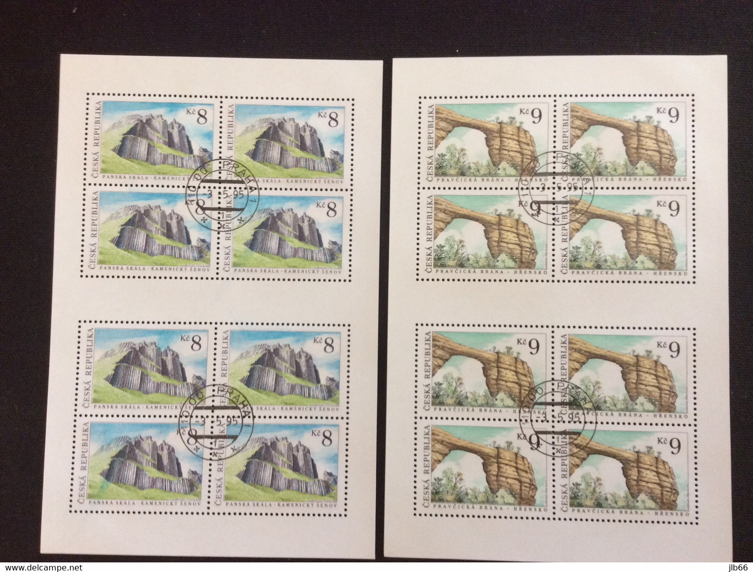 1995 2 Feuillets Oblitéré De 8 Timbres Rocher En Forme De Porte  Orgues De Basalte YT 77 78 - Blocks & Kleinbögen