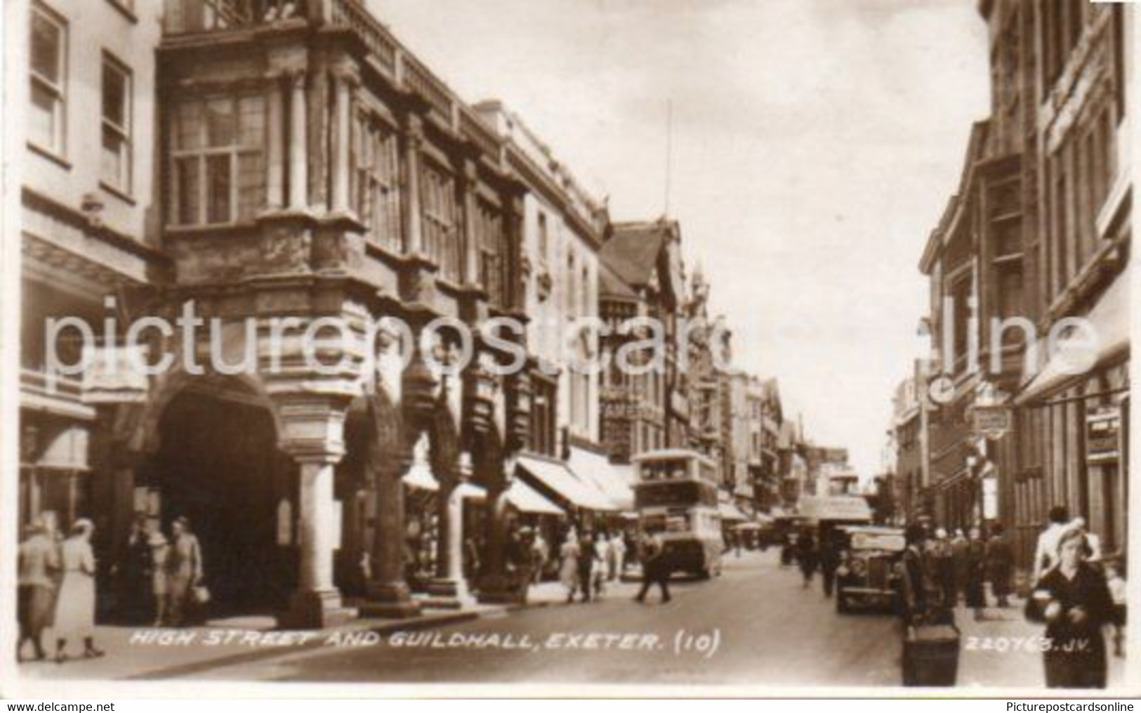 EXETER HIGH STREET AND GUILDHALL OLD R/P POSTCARD DEVON - Exeter