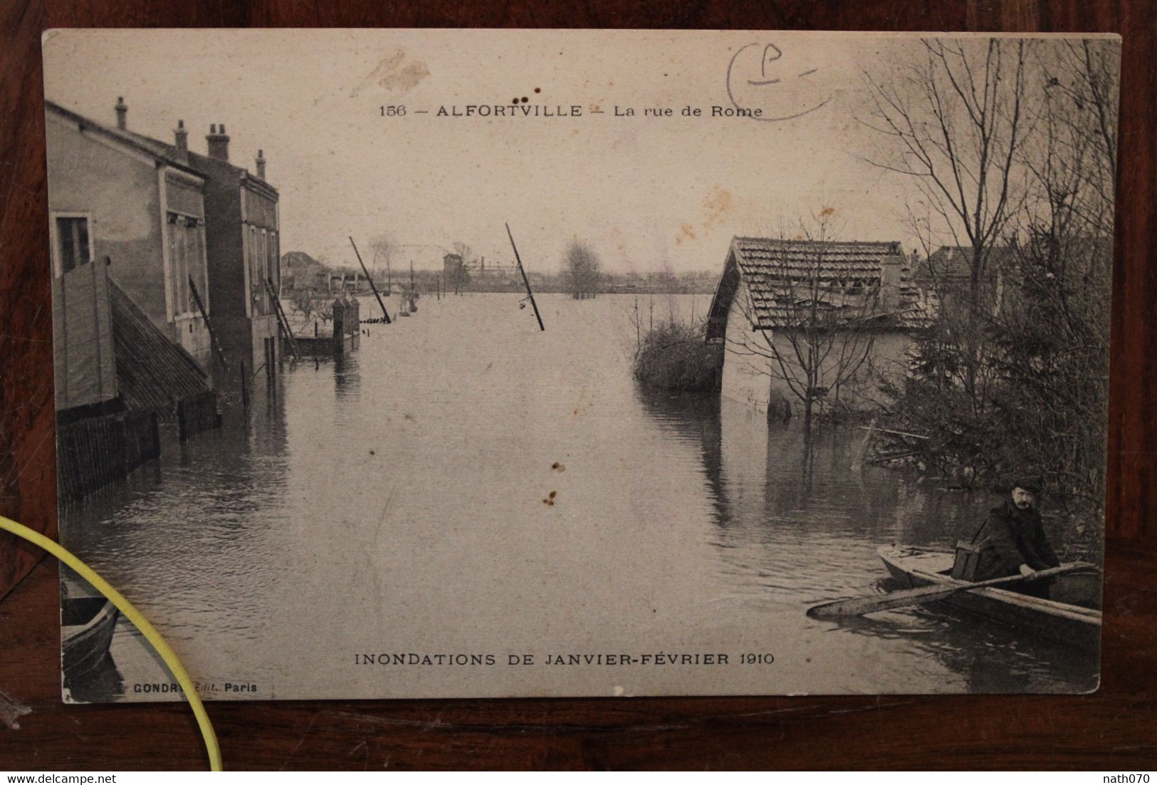 1911 Alfortville Rue De Rome Inondation De Janvier Février 1910 CPA Ak Publicité Le Cinéma Chez Soi Gondry Au Dos Rare ! - Alfortville