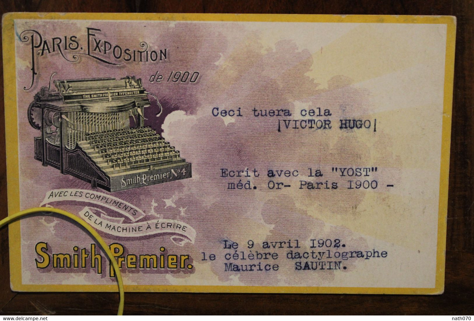 1902 CPA Ak Machine à écrire Smith Premier Illustrateur Pub Victor Hugo écrit Dactylographe Maurice Sautin Pont Audemer - Werbepostkarten