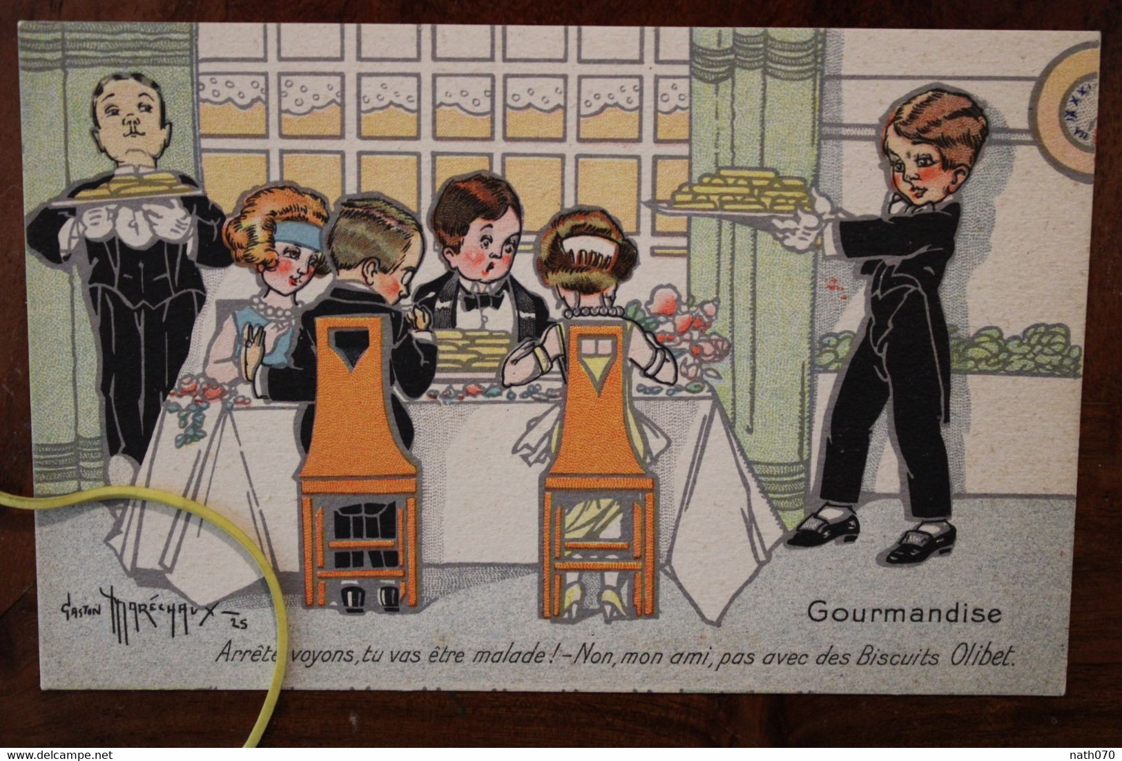 1910's CPA Ak Publicité Biscuits Olibet Illustrateur Gaston Maréchaux "Gourmandise" - Advertising
