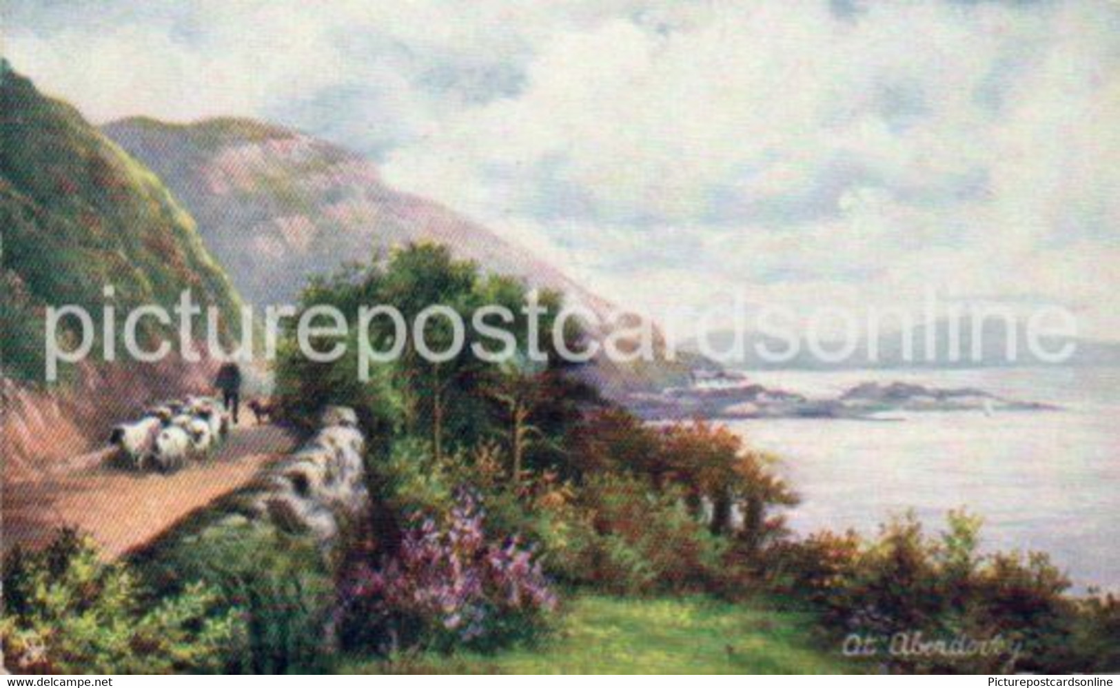 AT ABERDOVEY OLD COLOUR ART POSTCARD TUCK OILETTE 6233 WALES - Merionethshire