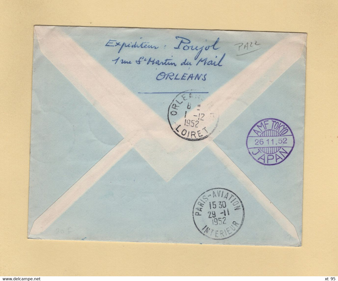 1ere Liaison Postale Aerienne Paris Tokyo - 24 Novembre 1952 - 1960-.... Brieven & Documenten