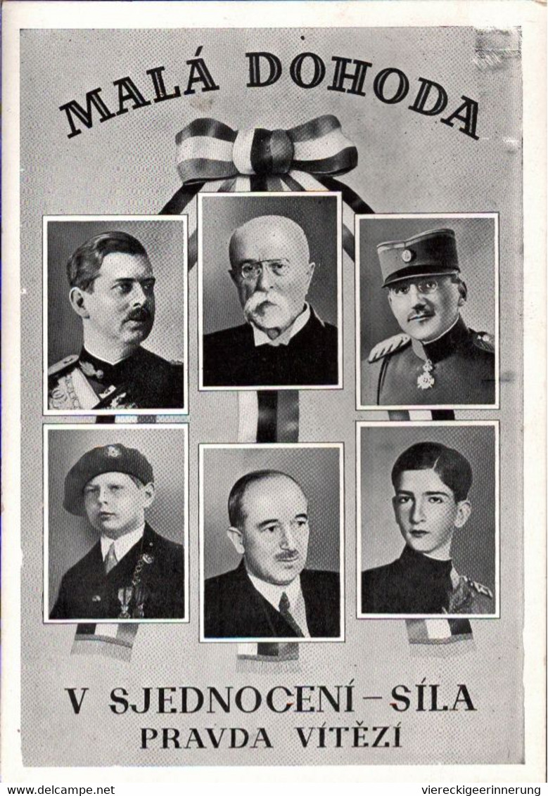 ! Ansichtskarte 1937 , Tschechien, Czech Postcard, Mala Dohoda ,Politiker, Staatsoberhäupter, Adel - Tchéquie