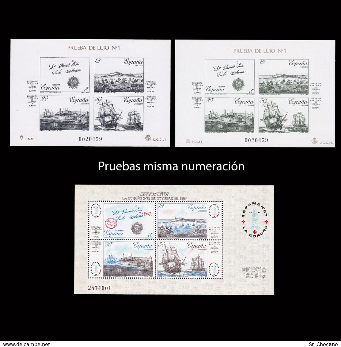 ESPAMAER 87.Hoja+Prueba Oficial.Edifil 12-13 Misma Numeración.MNH. - Feuillets Souvenir