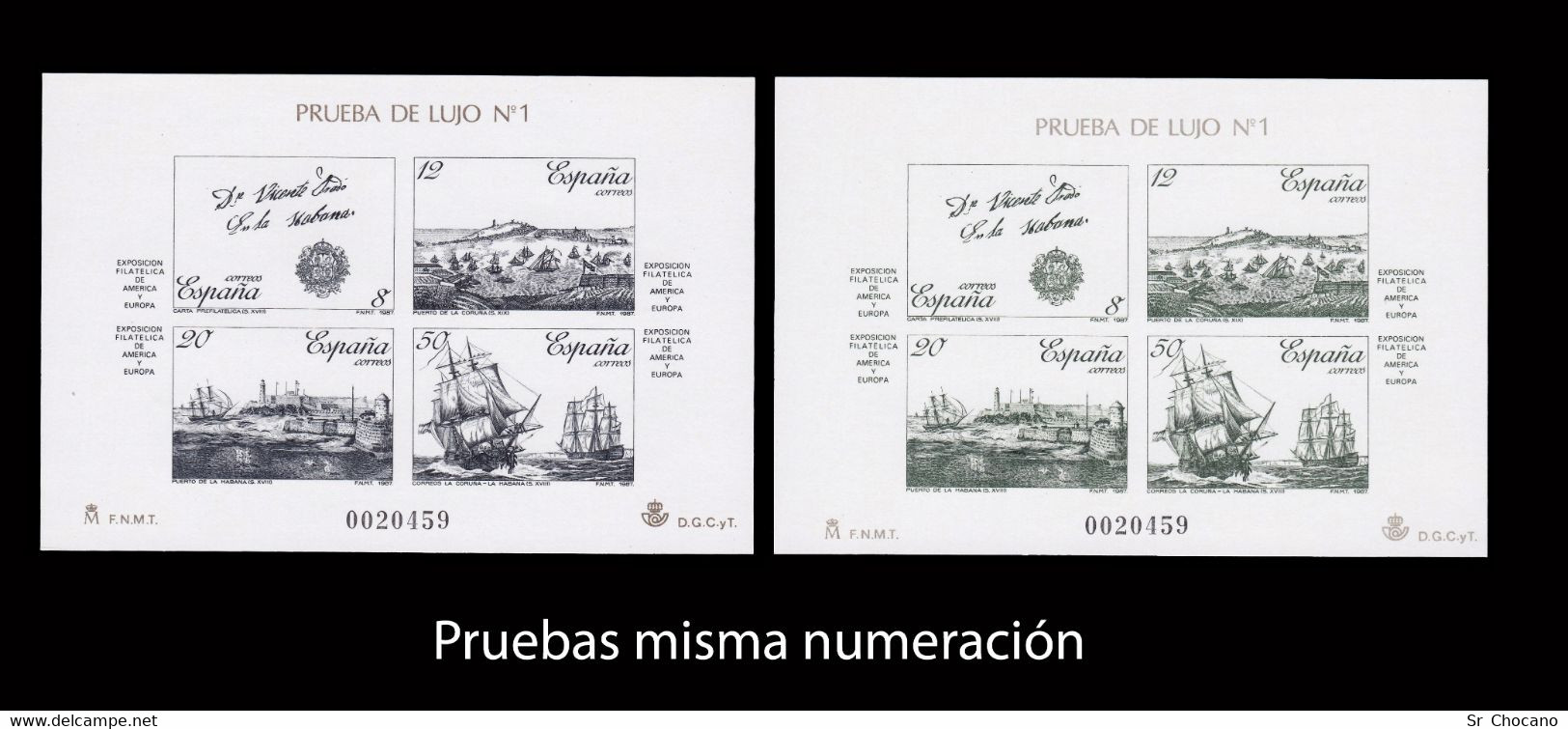 ESPAMAER 87.Hoja+Prueba Oficial.Edifil 12-13 Misma Numeración.MNH. - Commemorative Panes