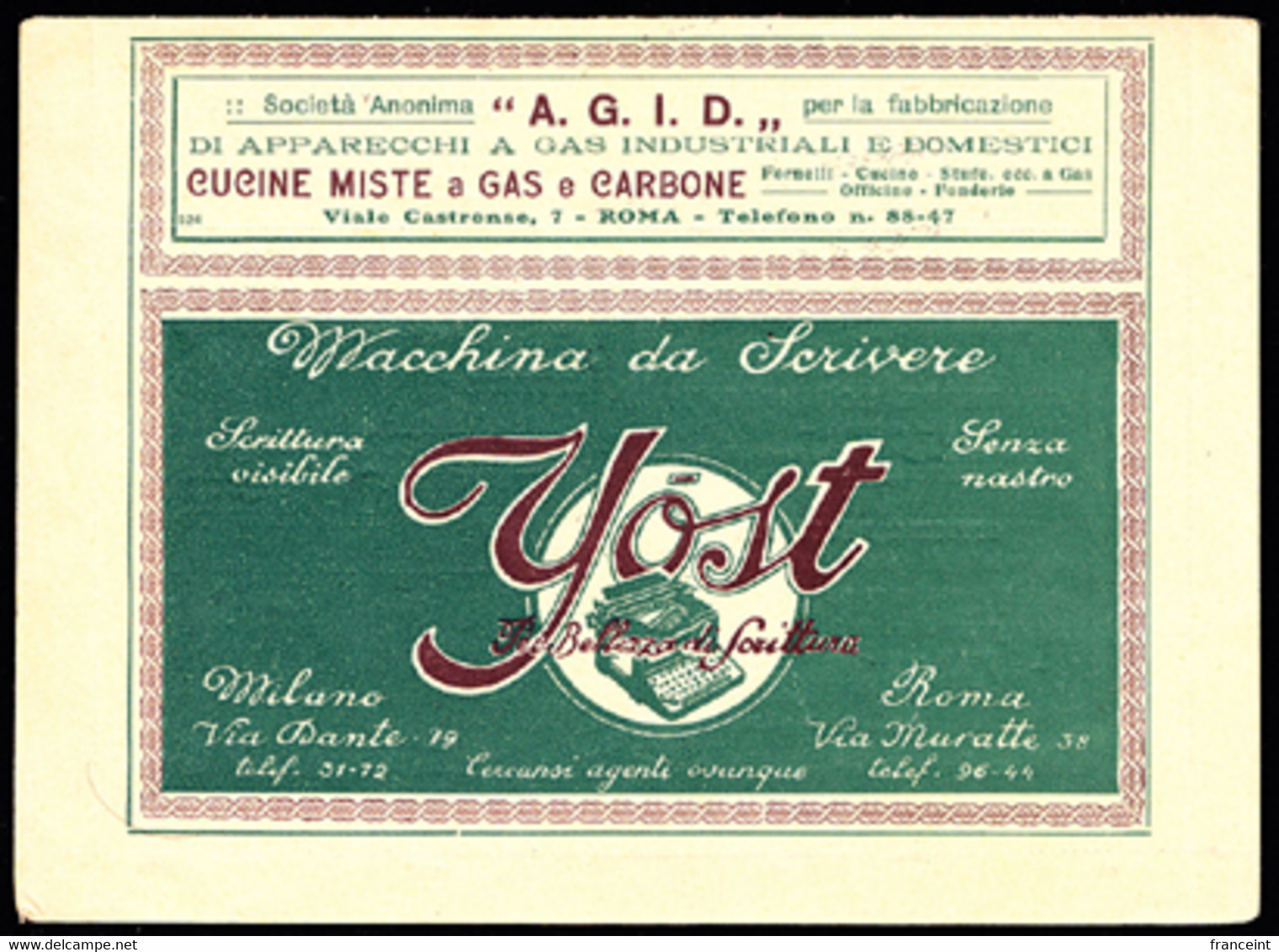 ITALY(1923) Insurance. Gas And Electric Illumination. Union Tires. Vermouth. Touring Car.  Postal Lettercard With BLP - Zegels Voor Reclameomslagen (BLP)