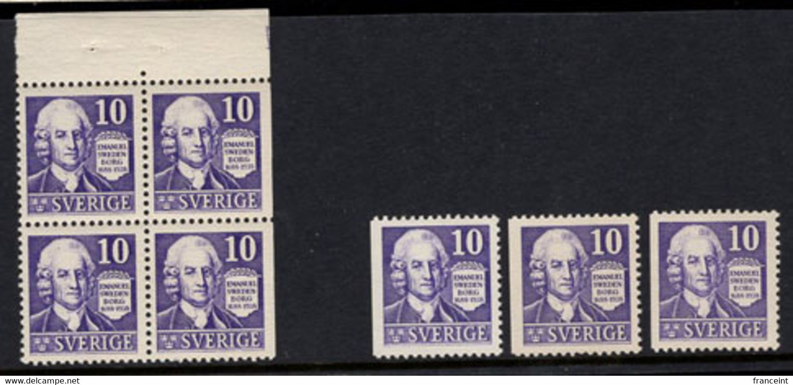 SWEDEN(1938) Emanuel Swedenborg. Registered FDC With Cachet. Scott Nos 264-6. This Lot Includes Several 10o Varieties - Errors, Freaks & Oddities (EFO)
