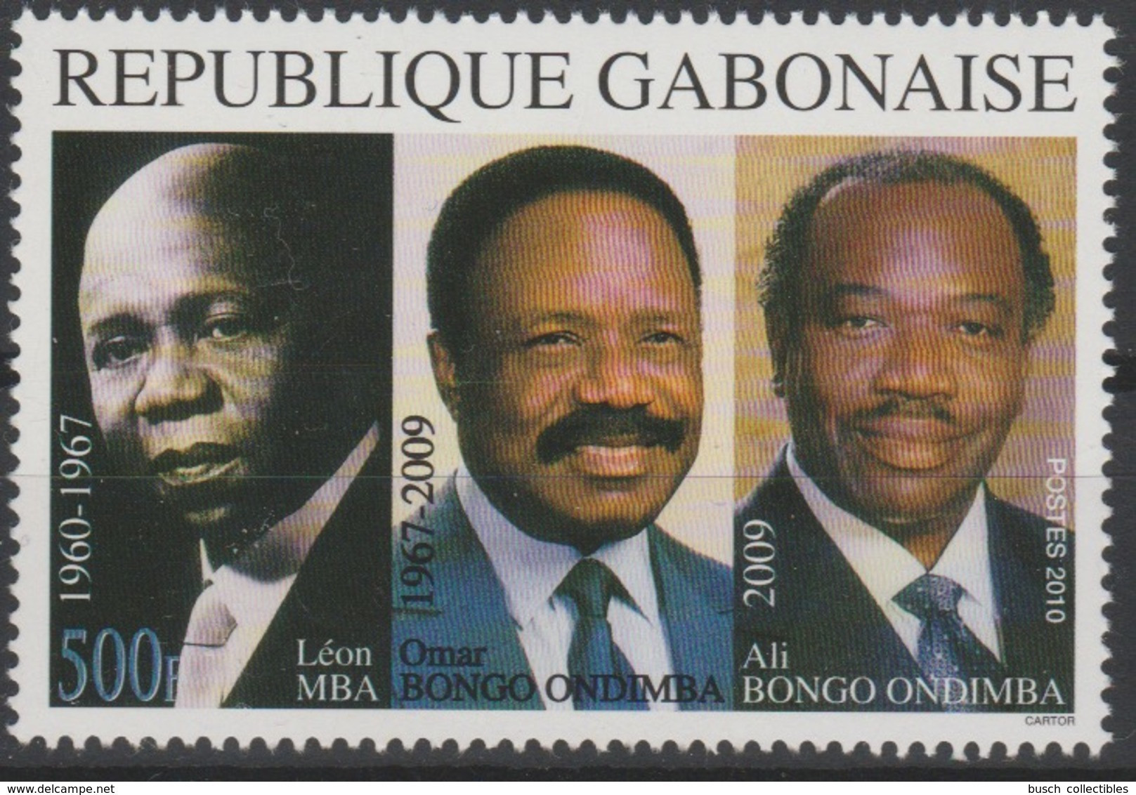 Gabon Gabun 2010 Mi. 1703 Les Présidents Du Gabon Léon Mba Omar Ali Bongo Ondimba Politic RARE ! - Gabon