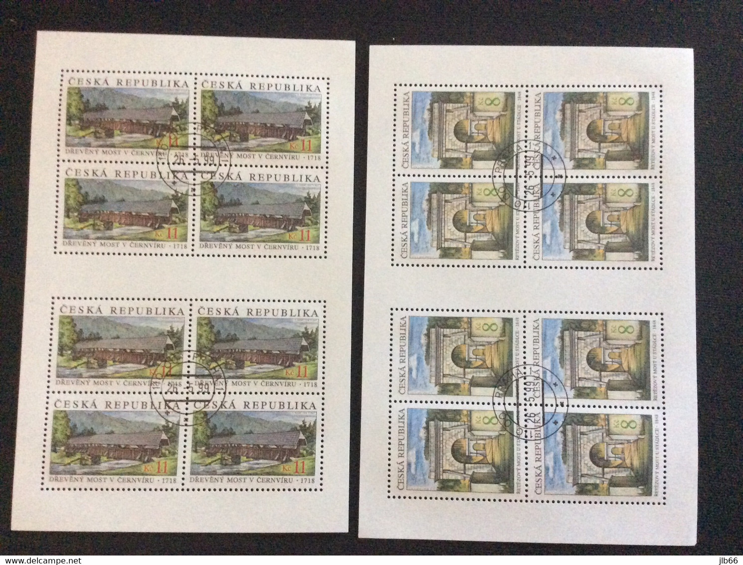 1999 2 Feuillets De 8 Timbres Oblitéré Used Pont De Stadlec Et Pont De Bois De Cernvir YT 214/215 - Blocchi & Foglietti