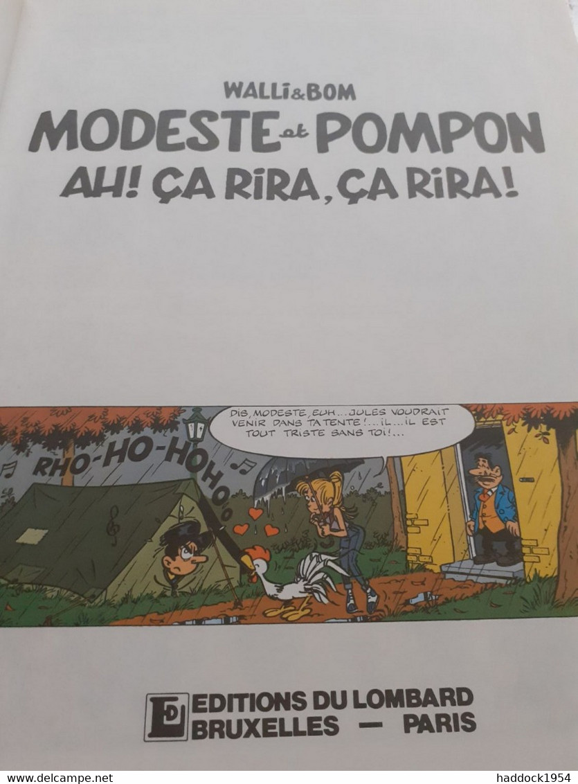 Ah! ça Rira, ça Rira!  MODESTE Et POMPON WALLI Et BOM Le Lombard 1986 - Modeste Et Pompon