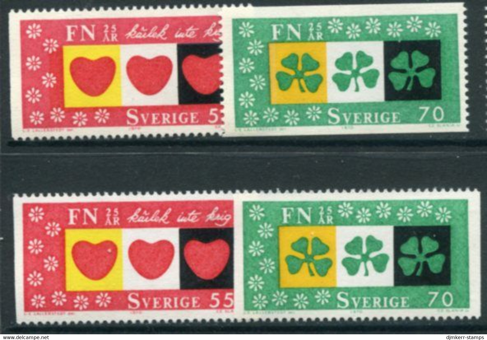 SWEDEN 1970 UNO 25th Anniversary MNH / **.  Michel 690-91 - Unused Stamps