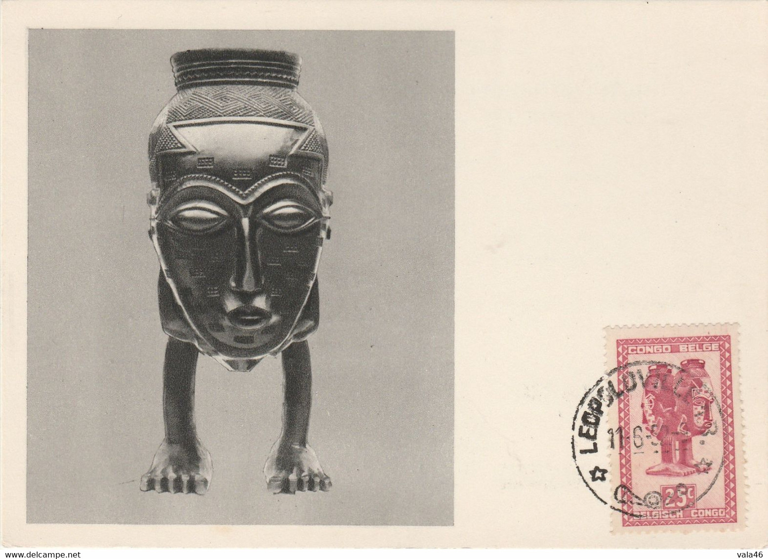 CONGO BELGE  CARTE MAXIMUM - VASE ANTHROPOMORPHE - Oblitérés