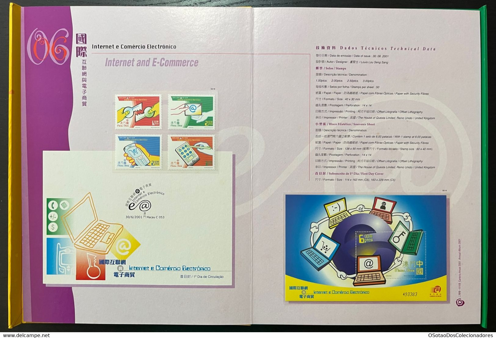 Macau Macao - China Chine - Annual Album 2001 - Macao's Stamps - Livro Anual de Selos de Macau 2001 - Carteira Jaarboek