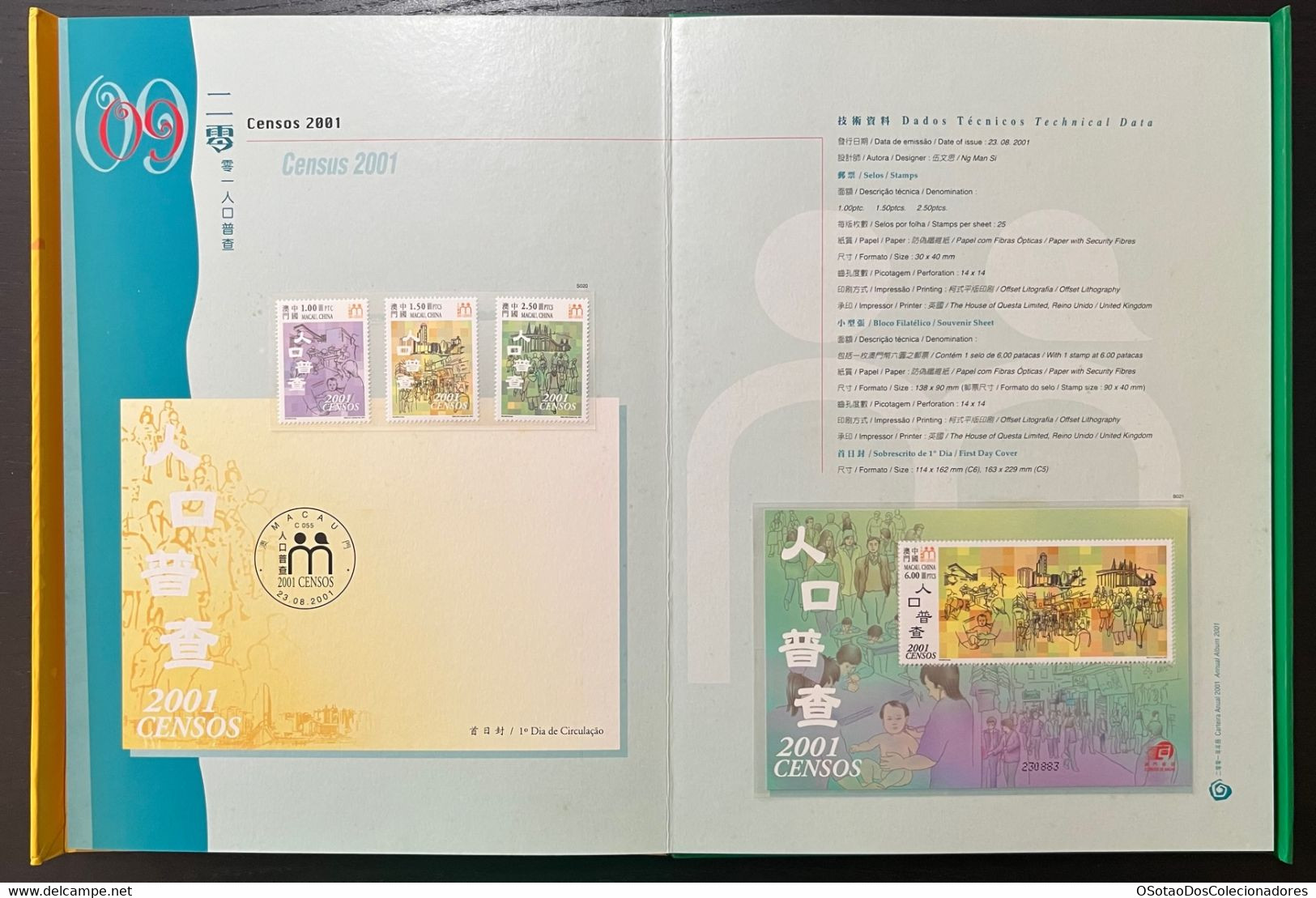 Macau Macao - China Chine - Annual Album 2001 - Macao's Stamps - Livro Anual de Selos de Macau 2001 - Carteira Jaarboek
