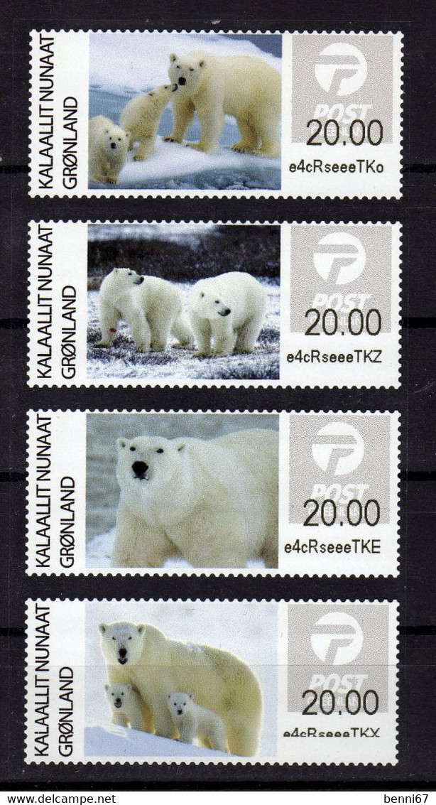 GROENLAND Greenland 2019 4 Val. Adhesive Ours Polaire Polarbear MNH ** - Automatenmarken