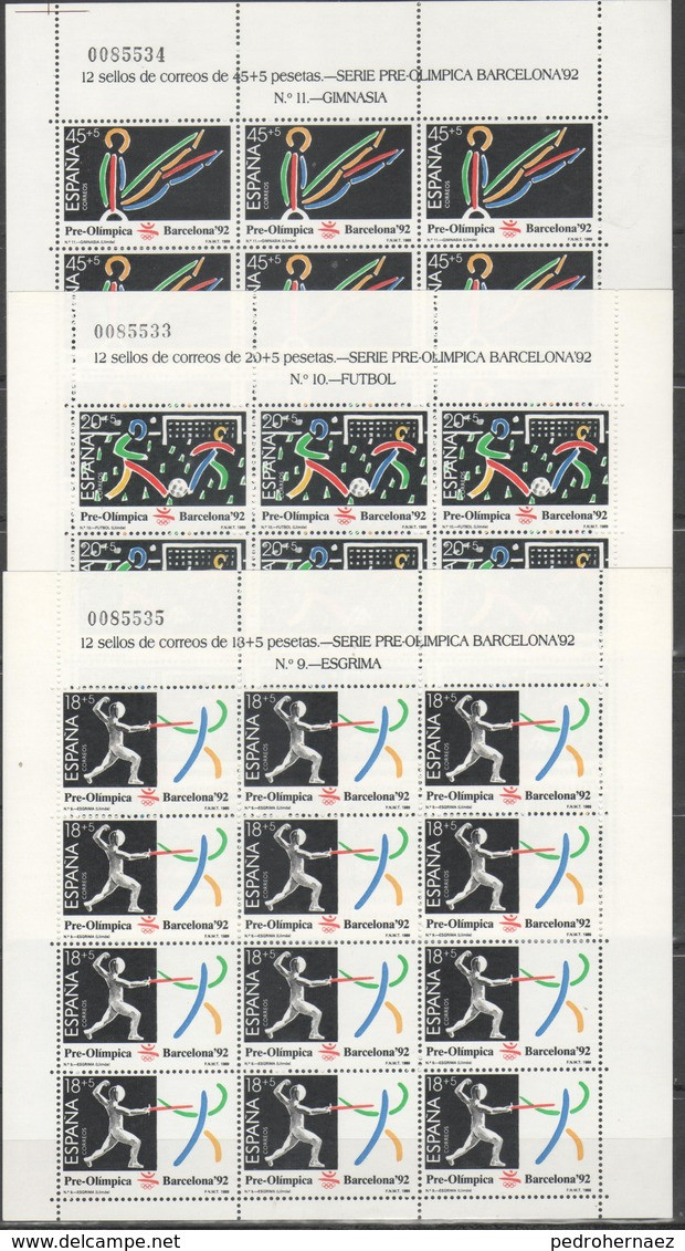 ESPAÑA  Minipliegos 3/5 Olimpiadas Barcelona 92  Sellos Nuevos Sin Fijasellos Valor Debajo De Facial (segun Foto) - Full Sheets