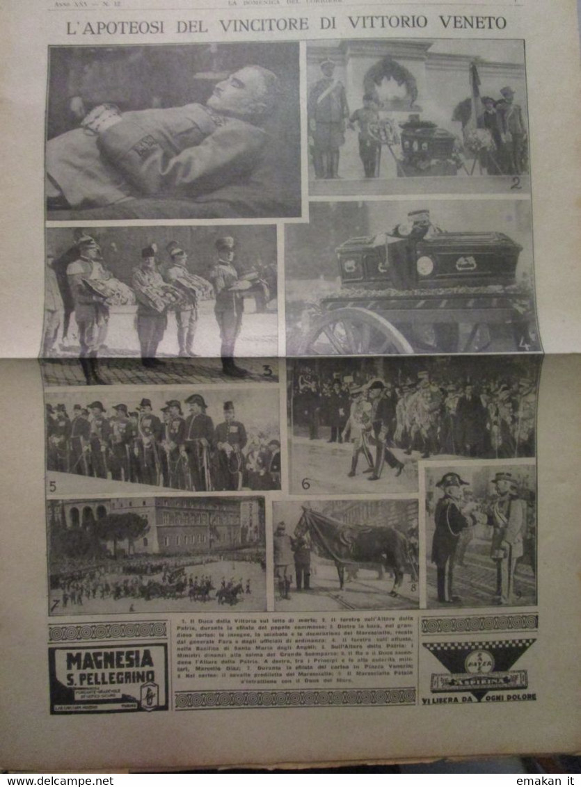 # DOMENICA DEL CORRIERE N 12 /1928 APOTEOSI VINCITORE VITTORIO VENETO A.DIAZ - Premières éditions