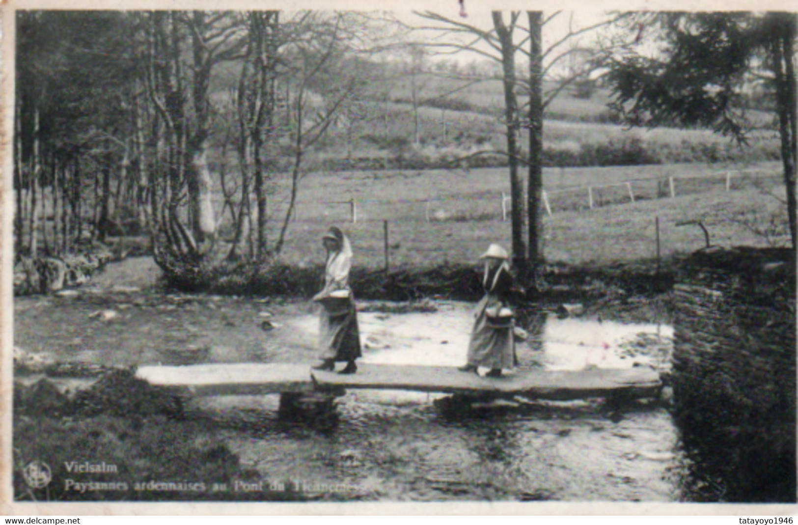 Vielsalm  Paysannes Ardennaises Au Pont De Tiennemesse Animée Voyagée En 1917 - Vielsalm