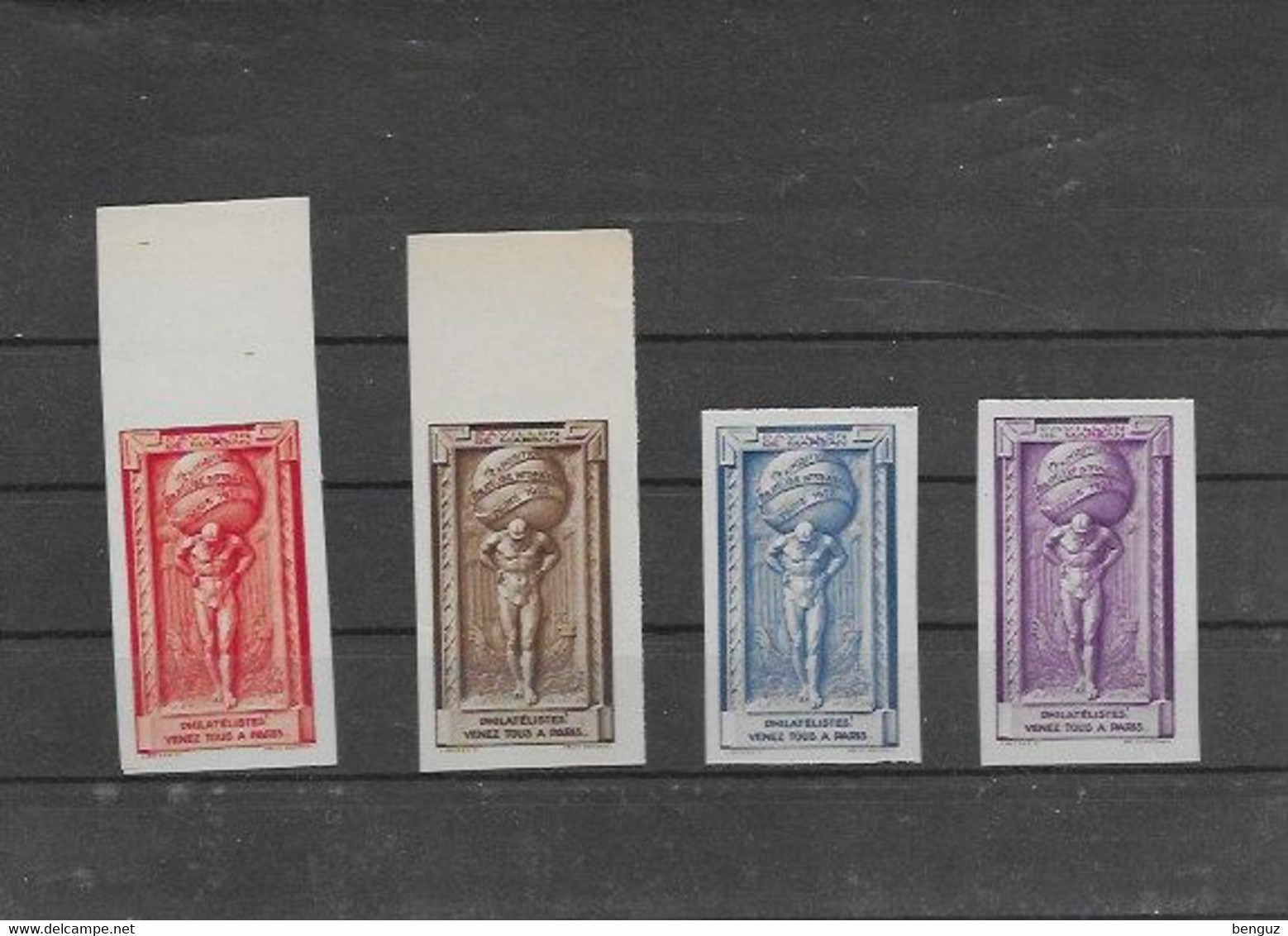 4 Vignettes Gommées Expos.philatélique Internationale De Paris 1925  Point De Rouille Sur 1 Timbre - Otros & Sin Clasificación