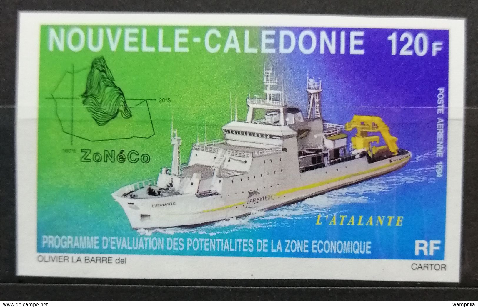 Nouvelle-Calédonie NON DENTELE  P.A N°330**.Navire Atalante. Cote 10€ - Ongetande, Proeven & Plaatfouten