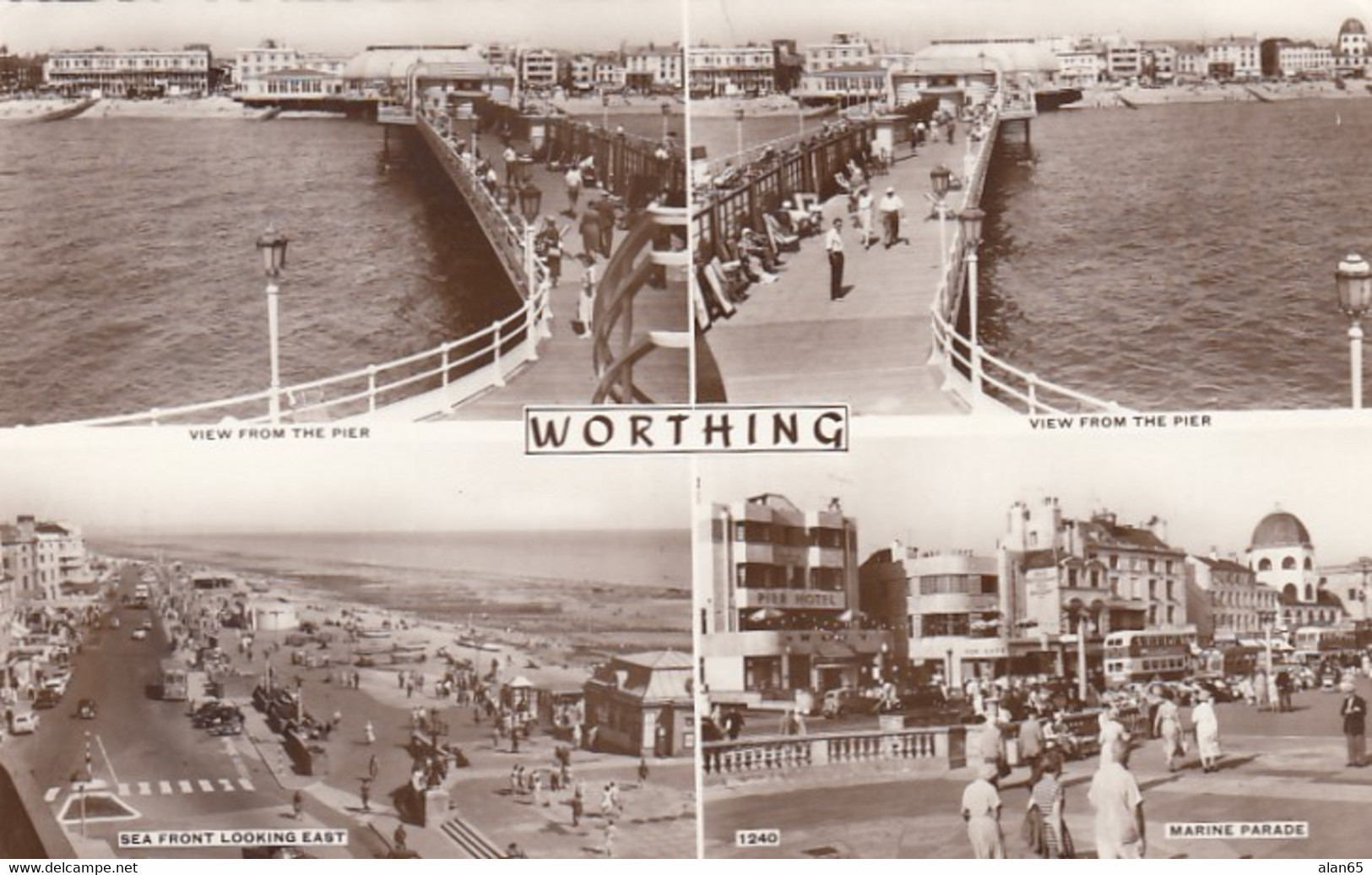 Worthing UK, Multi-views Of Town And Waterfront, C1960s Vintage Real Photo Postcard - Worthing