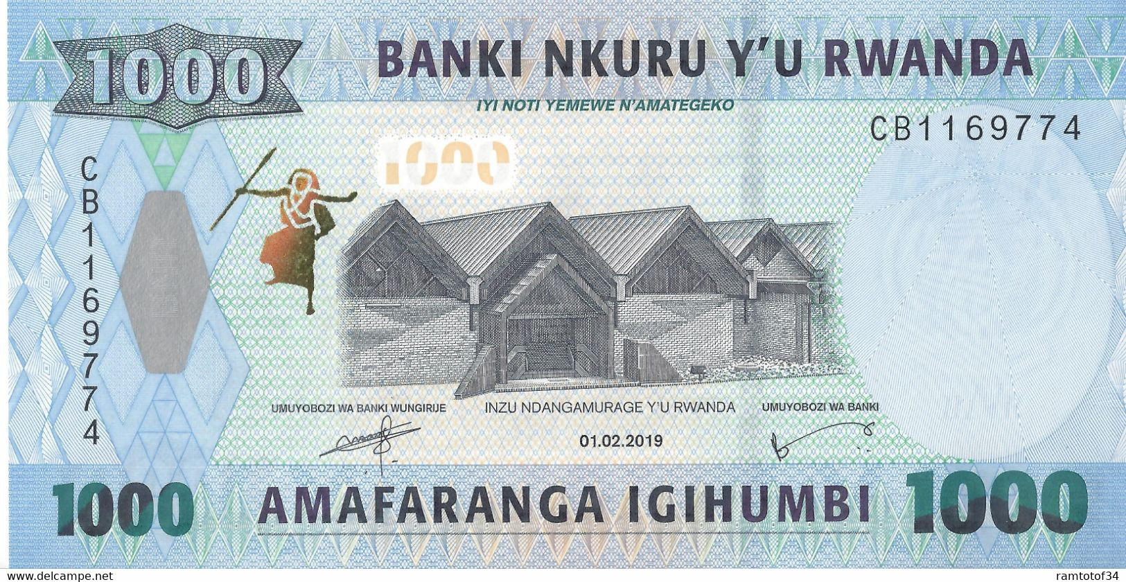 RWANDA - 1000 Francs 2019 UNC - Rwanda