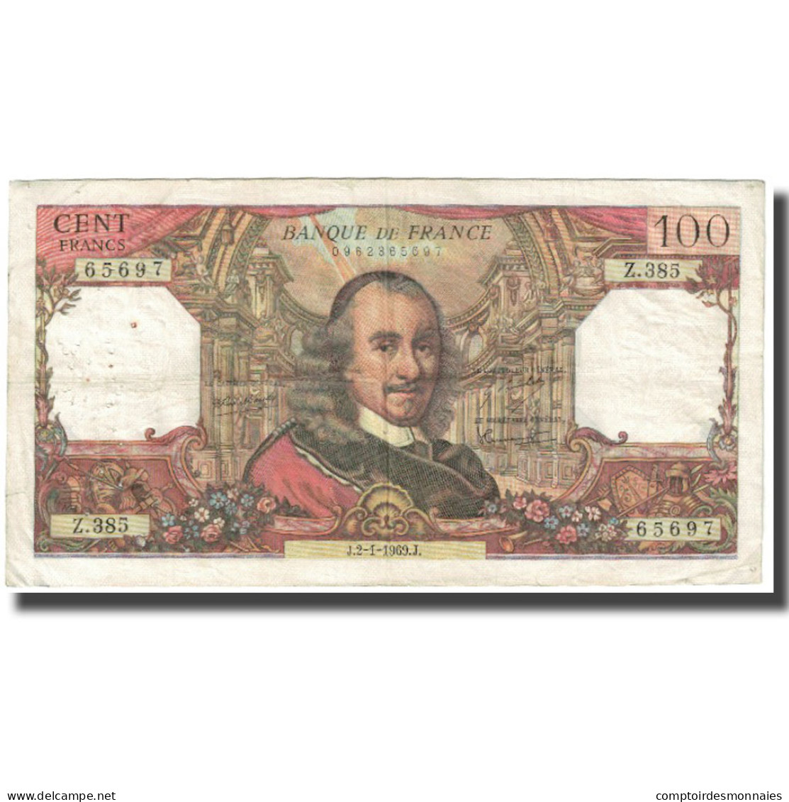 France, 100 Francs, Corneille, 1969, 1969-01-02, TB, Fayette:65.25, KM:149c - 100 F 1964-1979 ''Corneille''