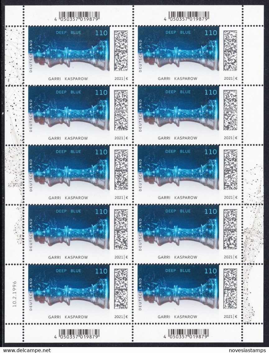 !a! GERMANY 2021 Mi. 3595 MNH SHEET(10) - Chess Computer Deep Blue - 2021-…