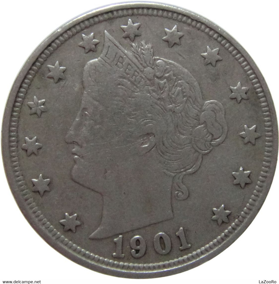 LaZooRo: United States 5 Cents 1901 XF - 1883-1913: Liberty (Libertà)