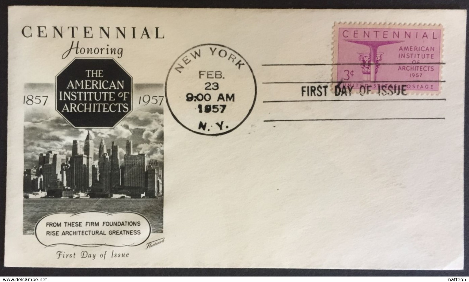 1957 - United States - FDC - Centennial American Institute Of Architects  - 506 - 1951-1960