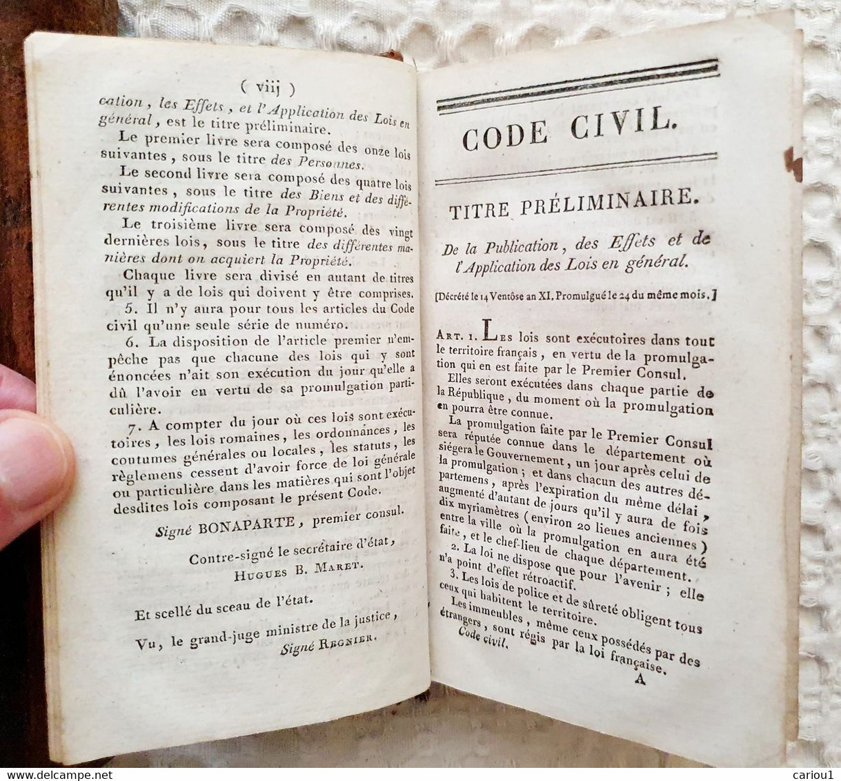C1 CODE NAPOLEON - CODE CIVIL 1806 TOULOUSE Relie PLEIN CUIR D EPOQUE - Français