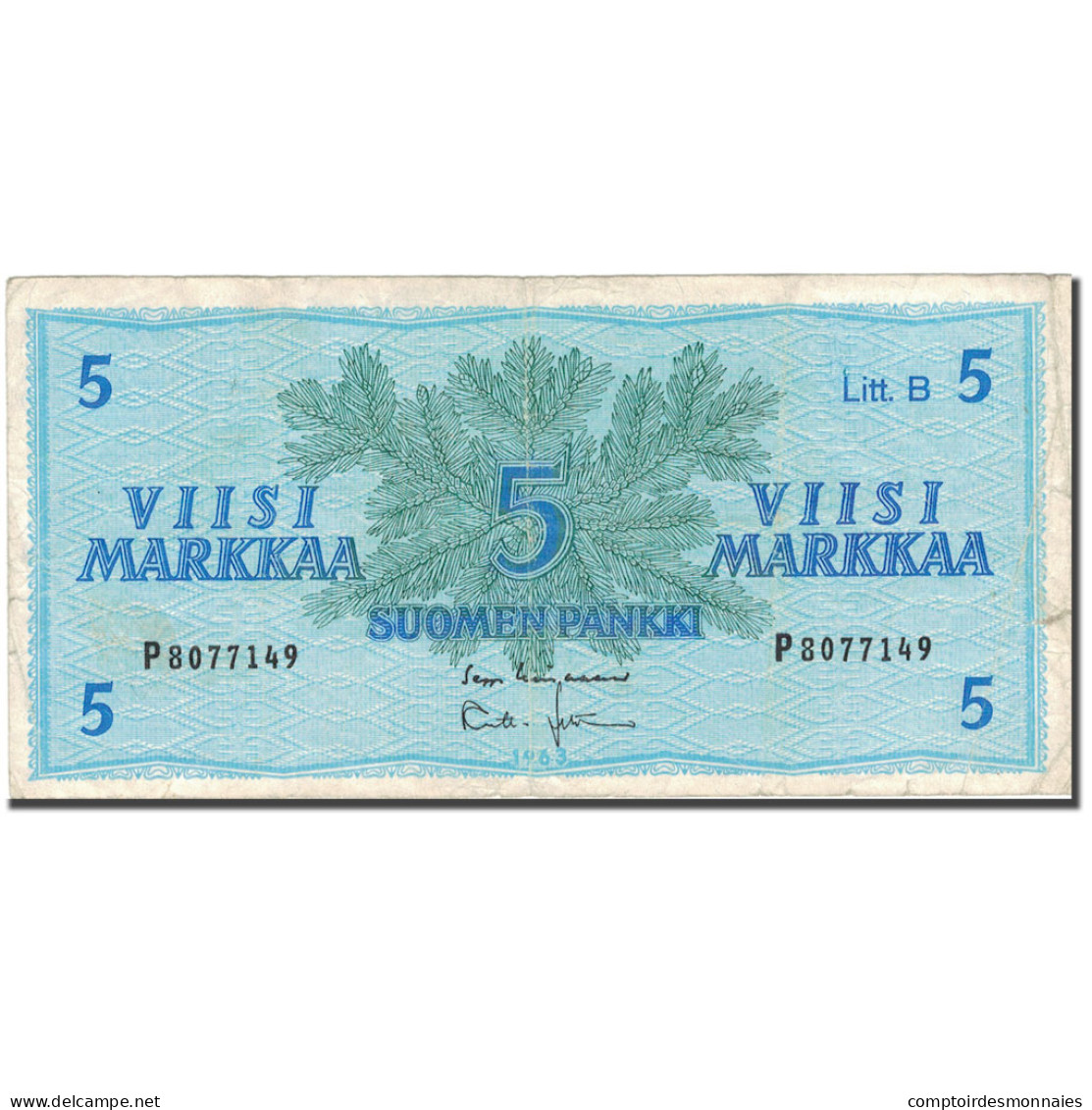 Billet, Finlande, 5 Markkaa, 1963, KM:106Aa, TB - Finland