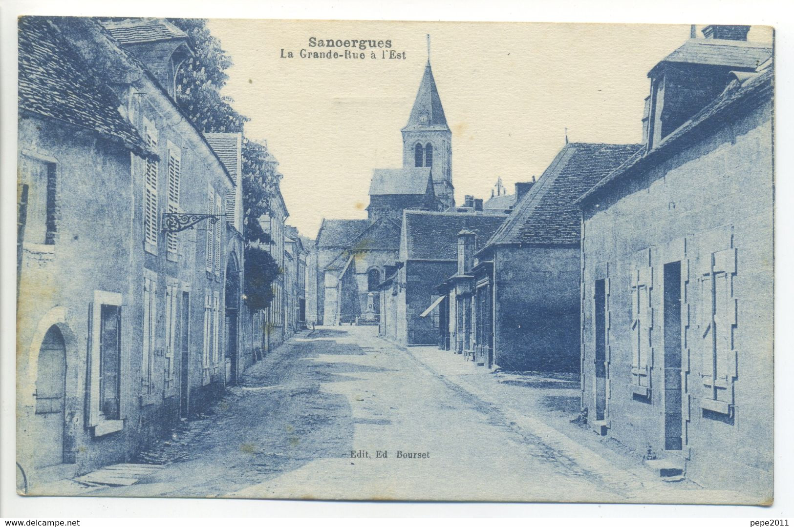 CPA 18 Cher - SANCERGUES - La Grande Rue à L'Est - Ed Bourset - Sancergues