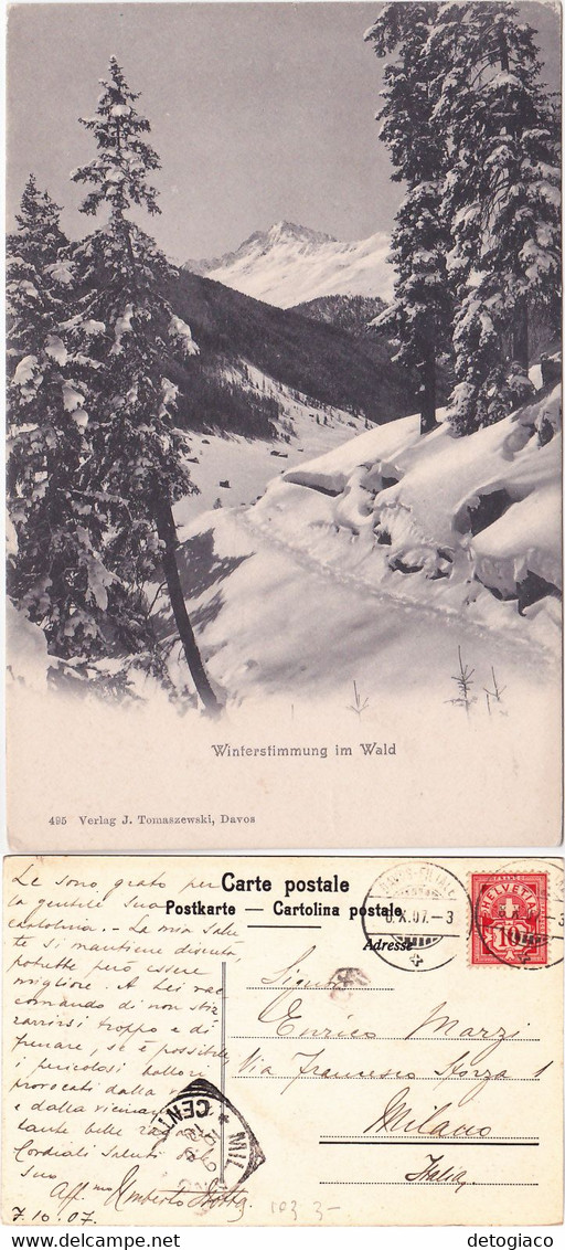 WINTERSTIMMUNG IM WALD - SVIZZERA - SCHWEIZ - SUISSE - SWITZERLAND - VIAGG. 1907 -83743- - Wald