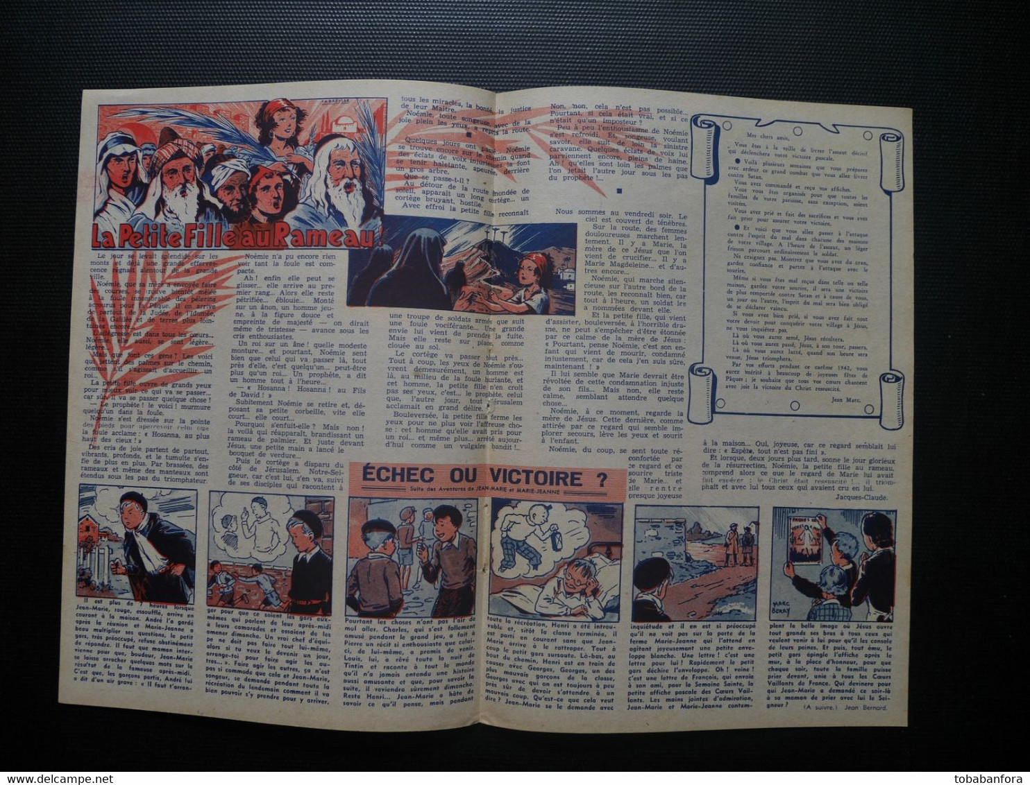 RARE TINTIN ET MILOU DANS LA BROUSSE 1942 . HERGE . COEURS VAILLANTS DU 29 MARS 1942  . SYLVAIN ET SYLVETTE - Tintin